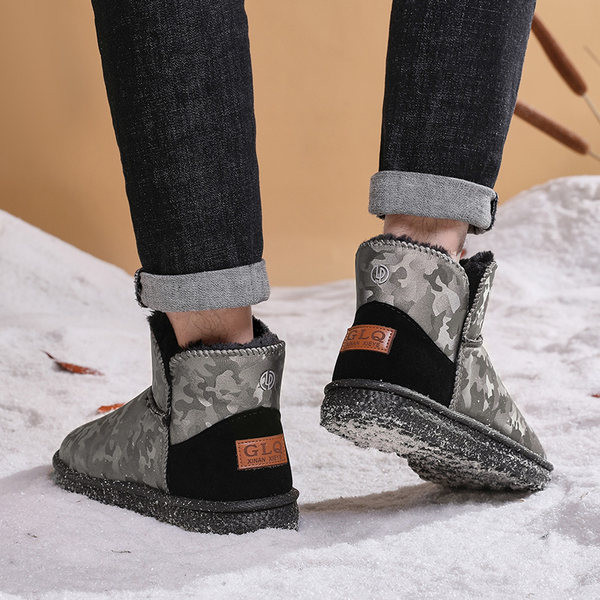 Ανδρικές μπότες casual με μοτίβο παραλλαγής και ζεστή φόδρα