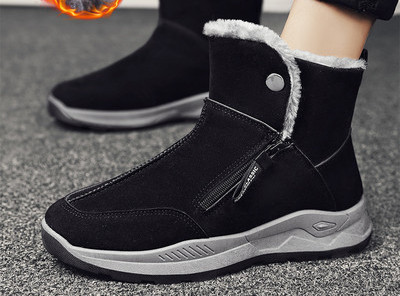 Μοντέρνες χειμερινές μπότες με ζεστή φόδρα - μαύρο και γκρι χρώμα