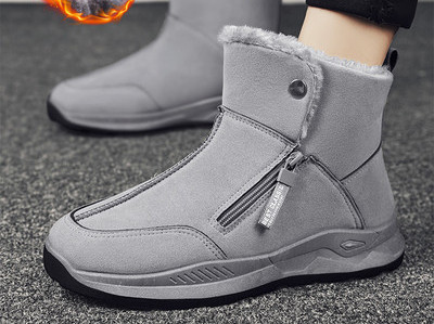 Μοντέρνες χειμερινές μπότες με ζεστή φόδρα - μαύρο και γκρι χρώμα