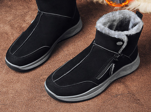 Μοντέρνες χειμερινές μπότες με ζεστή φόδρα - μαύρο και γκρι χρώμα
