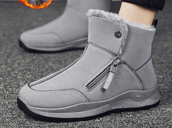 Μοντέρνες χειμερινές μπότες με ζεστή φόδρα - μαύρο και γκρι χρώμα