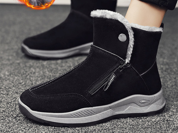 Μοντέρνες χειμερινές μπότες με ζεστή φόδρα - μαύρο και γκρι χρώμα
