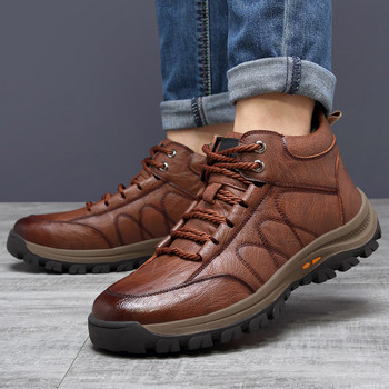Мъжки зимни обувки с топла подплата - еко кожа
