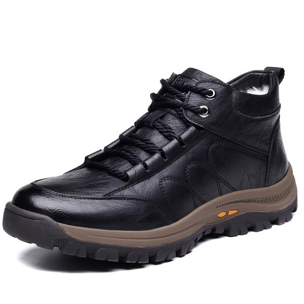 Мъжки зимни обувки с топла подплата - еко кожа