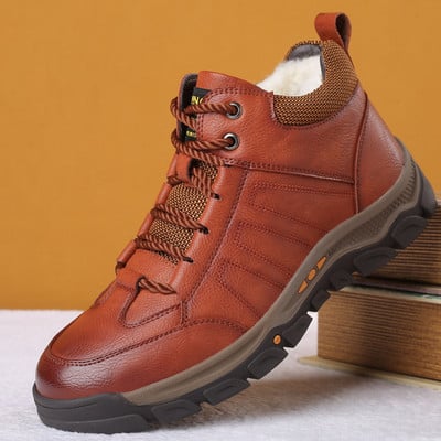 Ανδρικές μπότες από οικολογικό δέρμα με τραχιά σόλα