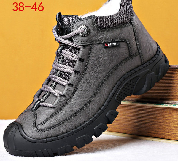 Мъжки кожени обувки с топла подплата и връзки 