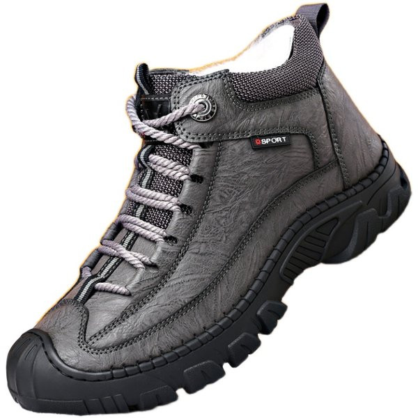 Мъжки кожени обувки с топла подплата и връзки 