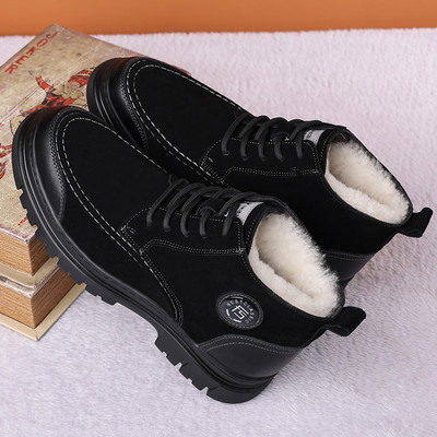 Χειμερινά ανδρικά μποτάκια με απαλή φόδρα - μαύρο χρώμα