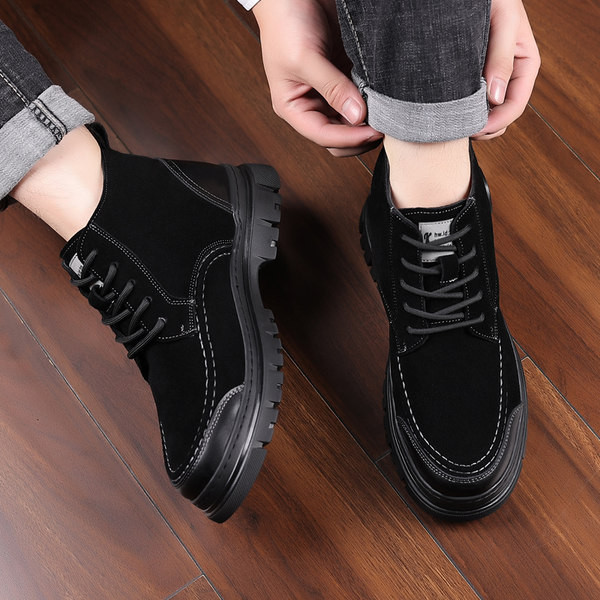 Χειμερινά ανδρικά μποτάκια με απαλή φόδρα - μαύρο χρώμα