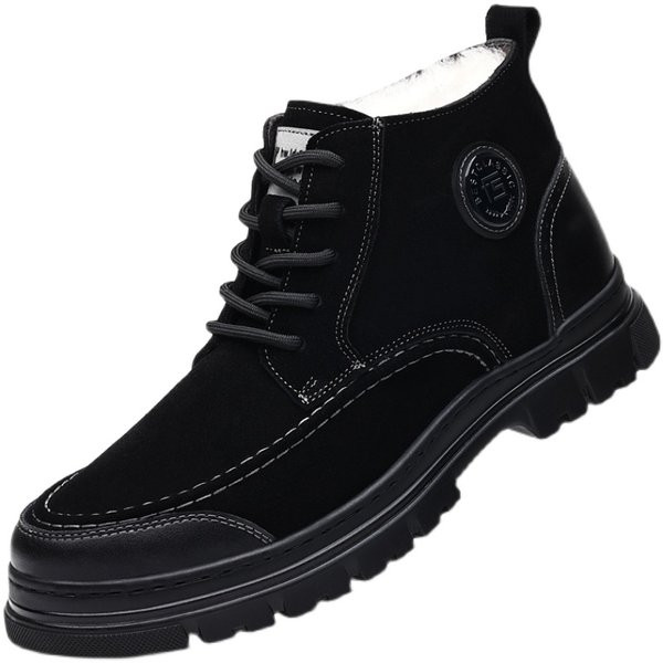 Χειμερινά ανδρικά μποτάκια με απαλή φόδρα - μαύρο χρώμα