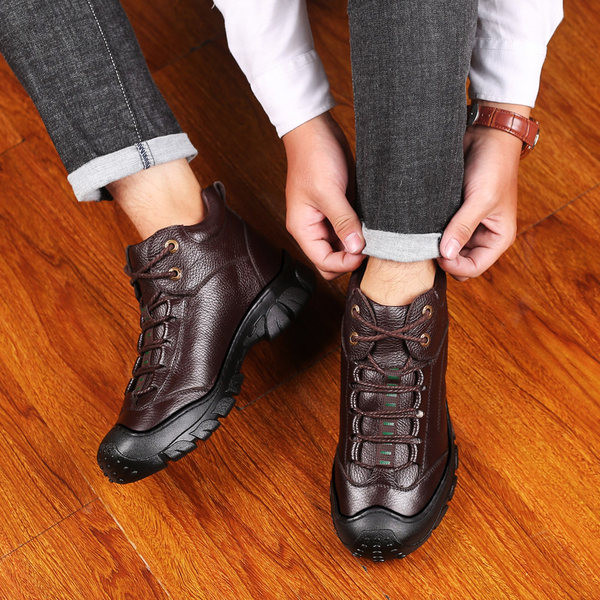 Зимни мъжки обувки с топла подплата и груба подметка