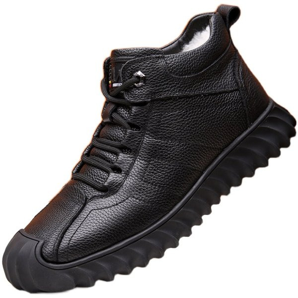 Ανδρικά έκο δερμάτινα χειμερινά παπούτσια με ίσια σόλα