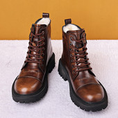 Ανδρικές χειμερινές ψηλές μπότες από έκο δέρμα με μαλακή φόδρα