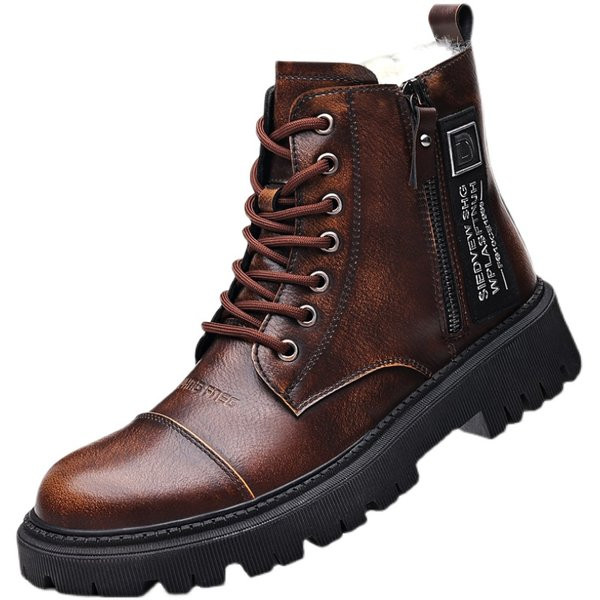 Ανδρικές χειμερινές ψηλές μπότες από έκο δέρμα με μαλακή φόδρα