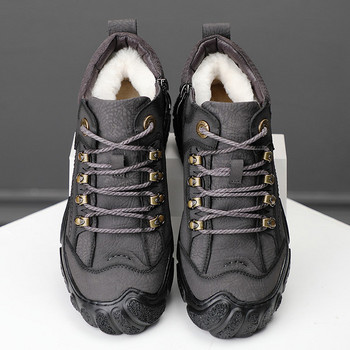 Мъжки зимни обувки от еко кожа с връзки и подплата 