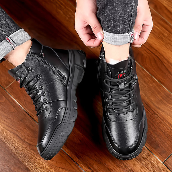 Muške zimske čizme od eko kože - crne boje