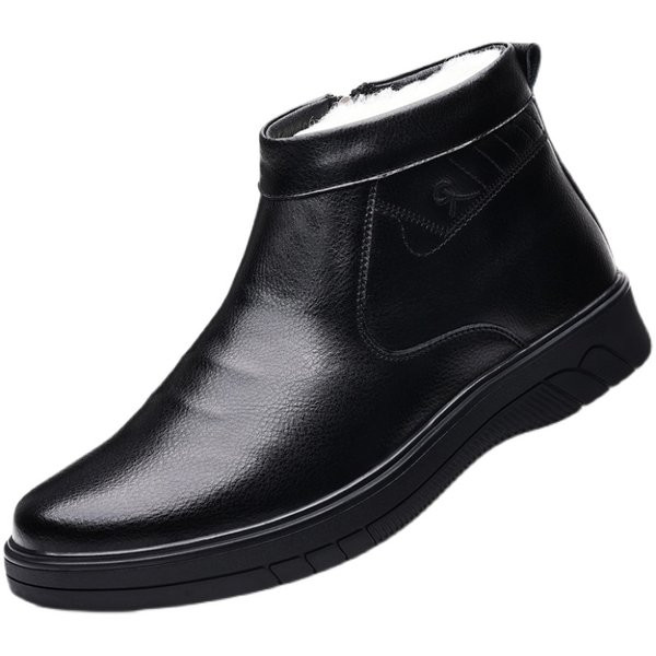 Ανδρικά δερμάτινα μποτάκια με ζεστή φόδρα και φερμουάρ