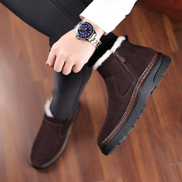 Мъжки обувки от изкуствен велур и топла подплата