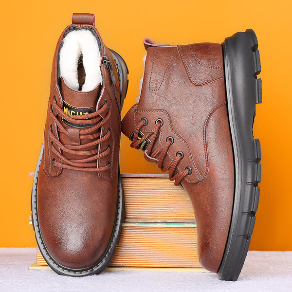 Muške zimske cipele s baršunastom podstavom i vezicama