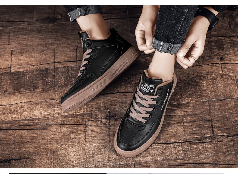 Ανδρικά χειμερινά παπούτσια από οικολογικό δέρμα με μαλακή φόδρα