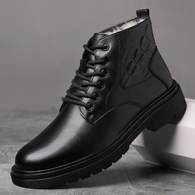 Ανδρικά μαύρα μποτάκια χειμώνα - μαύρο χρώμα