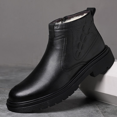 Ανδρικά μαύρα μποτάκια χειμώνα - μαύρο χρώμα