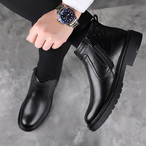 Ανδρικά μαύρα μποτάκια χειμώνα - μαύρο χρώμα