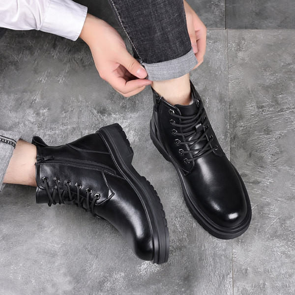 Ανδρικά καθημερινά χειμερινά παπούτσια από οικολογικό δέρμα με φερμουάρ