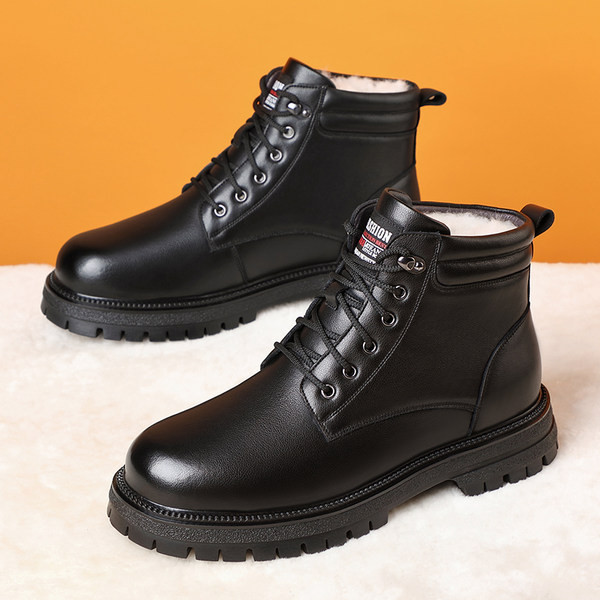 Muške kožne čizme s vezicama i podstavom od mekanog baršuna