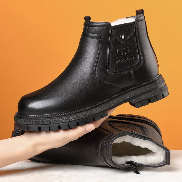 Muške kožne čizme s vezicama i podstavom od mekanog baršuna