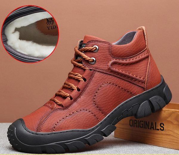 Μοντέρνα χειμερινά παπούτσια από οικολογικό δέρμα για άνδρες σε δύο μοντέλα