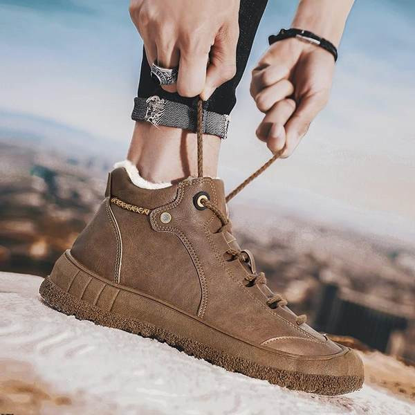 Χειμερινά έκο δερμάτινα sneakers με ζεστή φόδρα