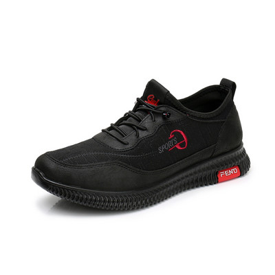 Νέο μοντέλο ανδρικά sneakers με κορδόνια - σε μαύρο χρώμα