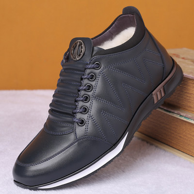 Ανδρικά χειμερινά παπούτσια από έκο δέρμα με μεταλλικό στοιχείο