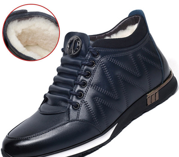 Ανδρικά χειμερινά παπούτσια από έκο δέρμα με μεταλλικό στοιχείο