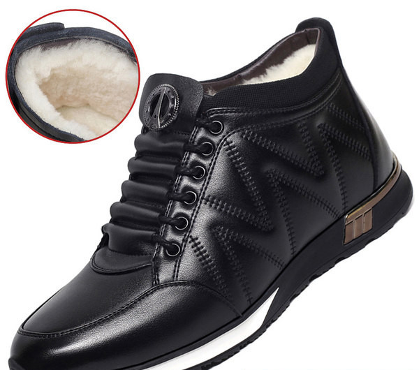 Ανδρικά χειμερινά παπούτσια από έκο δέρμα με μεταλλικό στοιχείο