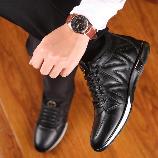 Ανδρικά χειμερινά παπούτσια από έκο δέρμα με μεταλλικό στοιχείο