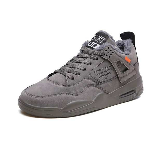 Χειμερινά ανδρικά sneakers με ζεστή φόδρα σε γκρι λευκό και μπεζ χρώμα