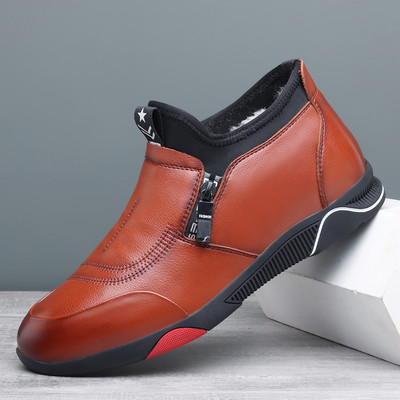 Ανδρικά παπούτσια από οικολογικό δέρμα με φερμουάρ και ζεστή φόδρα