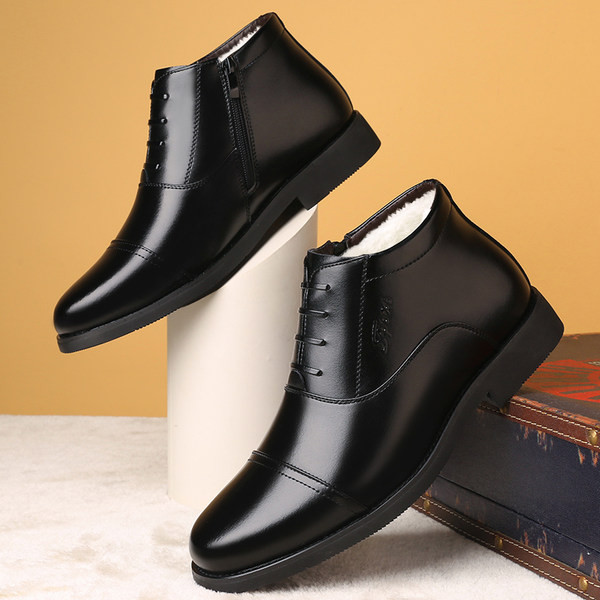 Χειμερινά ανδρικά έκο δερμάτινα παπούτσια - μυτερό μοντέλο