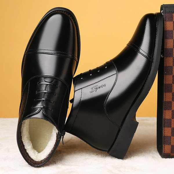 Χειμερινά ανδρικά έκο δερμάτινα παπούτσια - μυτερό μοντέλο