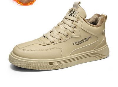 Ανδρικά έκο δερμάτινα sneakers με ζεστή φόδρα και επιγραφές