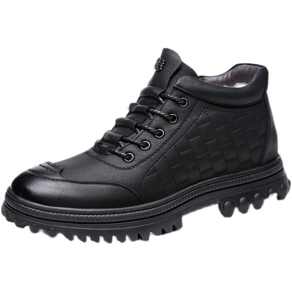 Ανδρικές μπότες από οικολογικό δέρμα με τραχιά σόλα