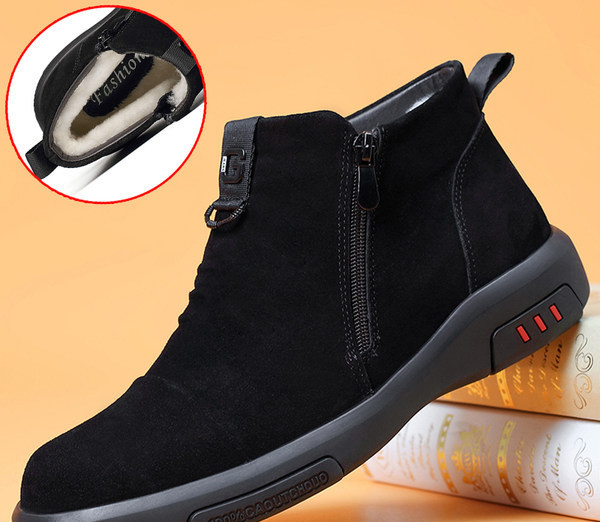 Ανδρικές μπότες από eco suede και κλείνουν με φερμουάρ