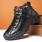 Χειμερινά ανδρικά παπούτσια από οικολογικό δέρμα με μαύρη φόδρα