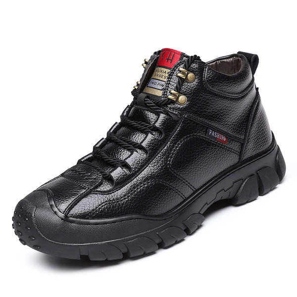 Χειμερινά ανδρικά παπούτσια από οικολογικό δέρμα με μαύρη φόδρα