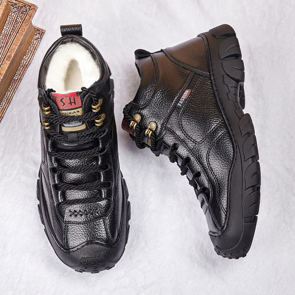 Ανδρικά χειμωνιάτικα παπούτσια με τραχιά σόλα και ζεστή φόδρα