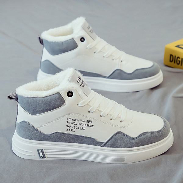 Μοντέρνα ανδρικά χειμερινά sneakers από οικολογικό δέρμα και καστόρι