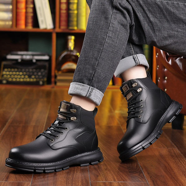 Ανδρικά μποτάκια με φόδρα και κορδόνια