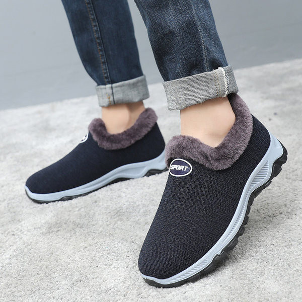 Muške zimske cipele s toplom postavom - crne boje